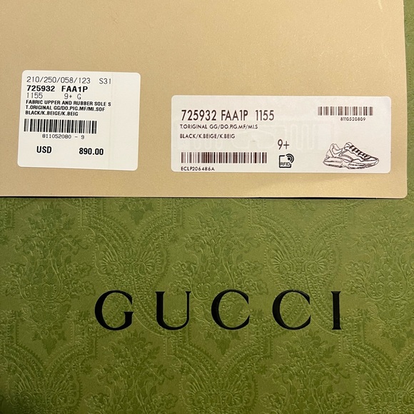 Gucci Men's Brown Rhyton Sneakers Shoes New Authentic with box 9G - 10 US approx - Picture 10 of 10